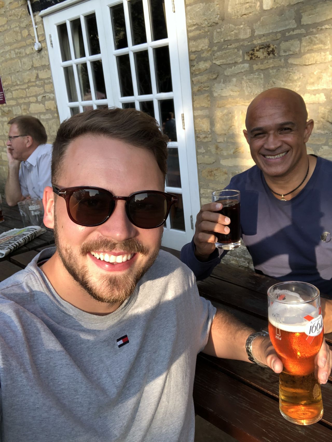 Lewie Curry and David Thomson at a pub, where the idea for Suada was born